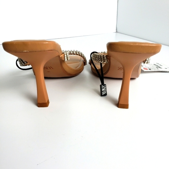 ZARA RHINESTONE STRAP HEELED LEATHET SANDEL - Picture 4 of 9